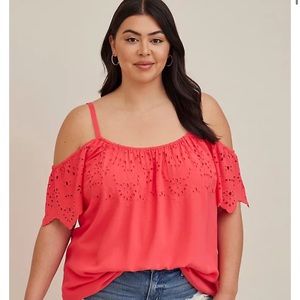 Torrid Size 2 Cold Shoulder Berry Pink Blouse